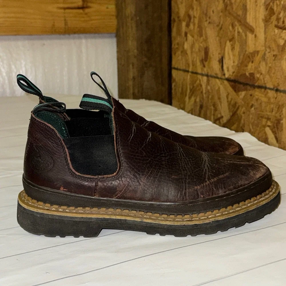 Georgia Giant Romeo Work Boots Oil Resistant Brown Leather Slip On Shoes Men 10M